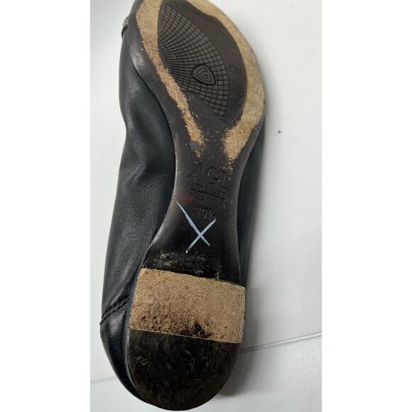AGL Black Leather Flats with Sliver Buckle Trim Size 39 1/2 - Picture 6 of 6